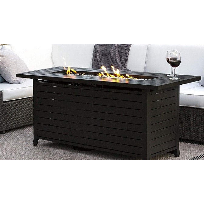 AZ Patio Heaters 22" Black Mocha Rectangle Fire Pit with Wind Screen