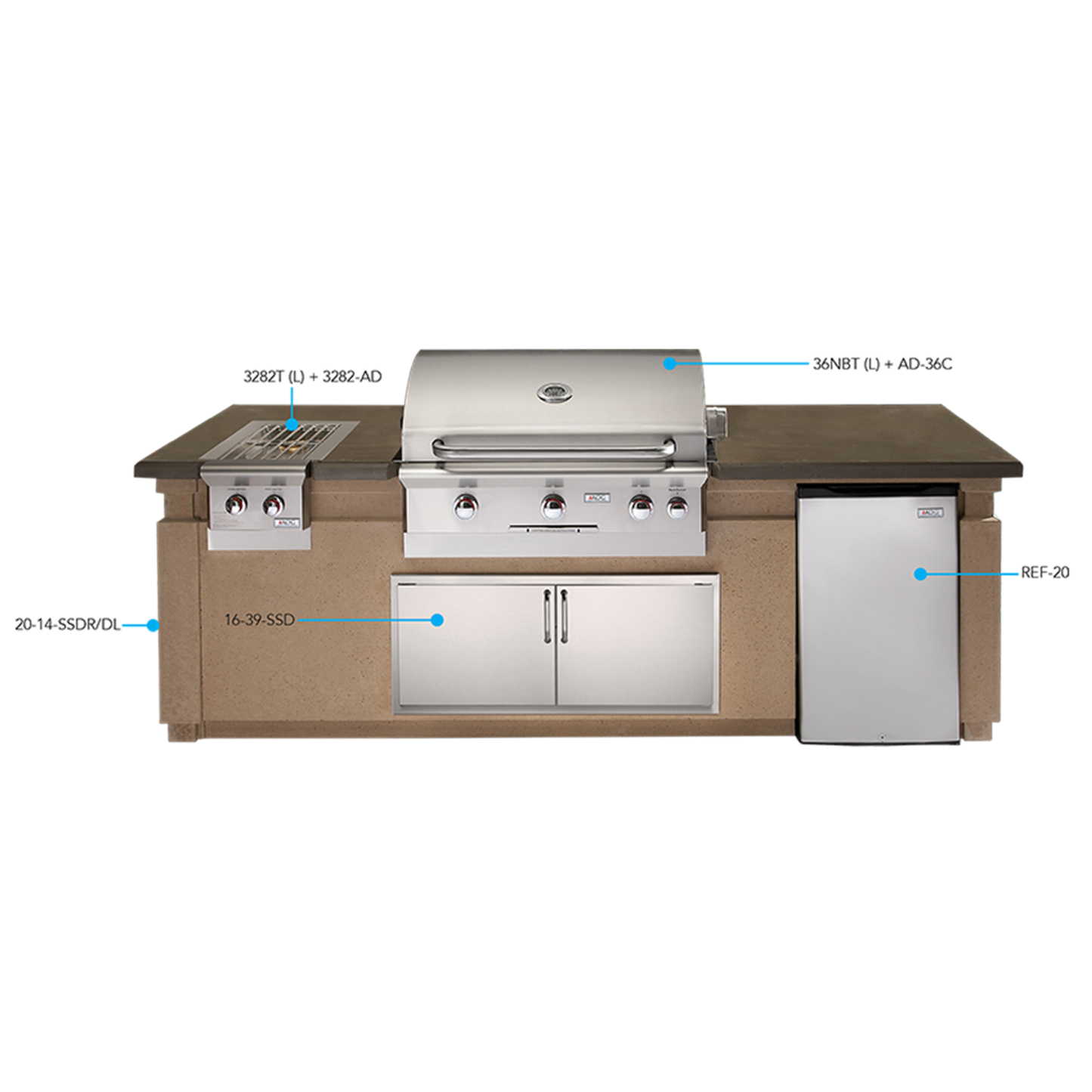 AOG 790 GFRC Pre- Fab Island With Refrigerator Cut Out