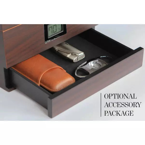 Renzo Glass Top Cigar Humidor | Holds 60 Cigars