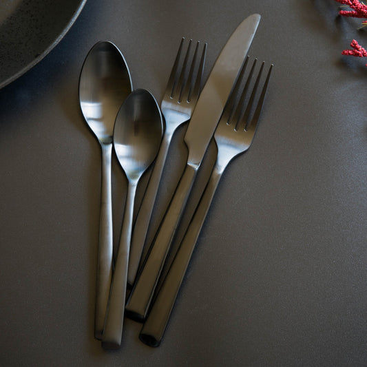 Gilda Black Satin 20-Piece Flatware Set