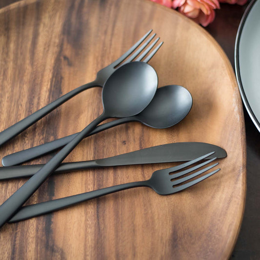 Lorenn Black Sand 20-Piece Flatware Set