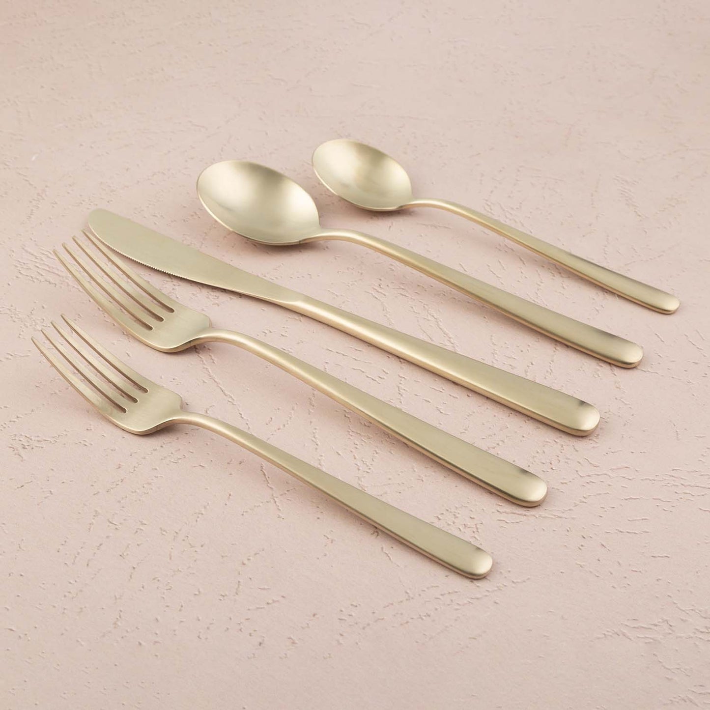 Lorenn Champagne Satin 20-Piece Flatware Set