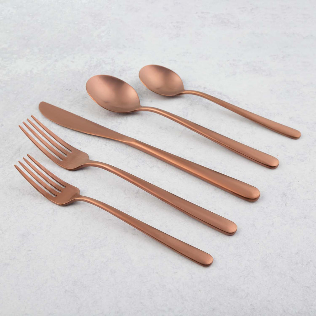 Lorenn Copper Satin 20-Piece Flatware Set