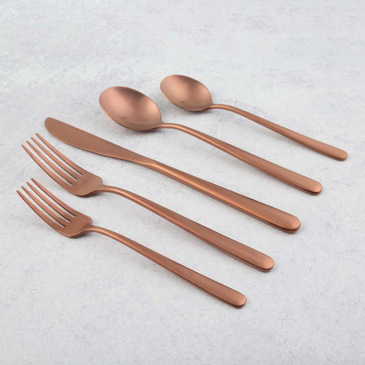 Lorenn Copper Satin 20-Piece Flatware Set