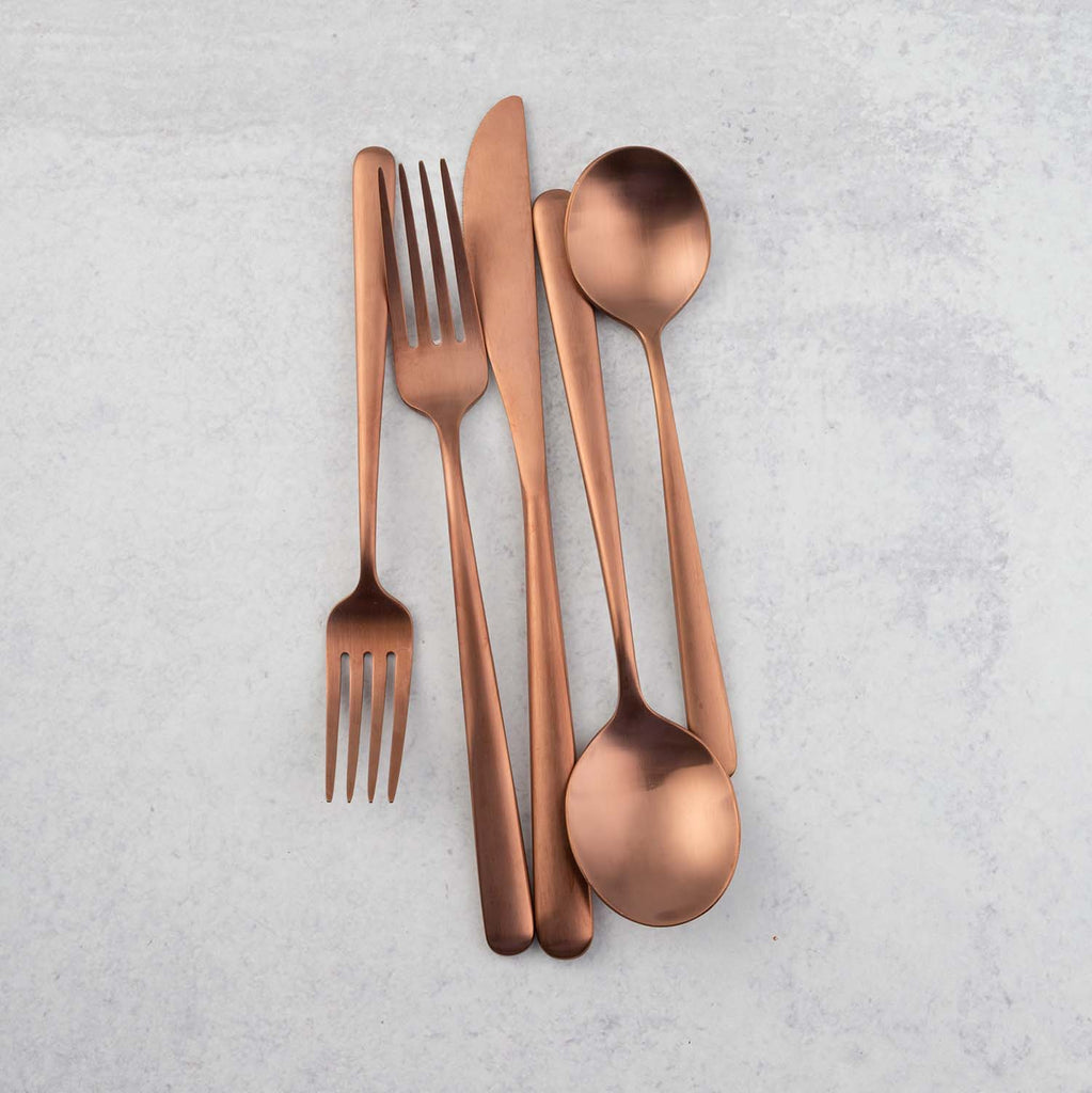 Lorenn Copper Satin 20-Piece Flatware Set