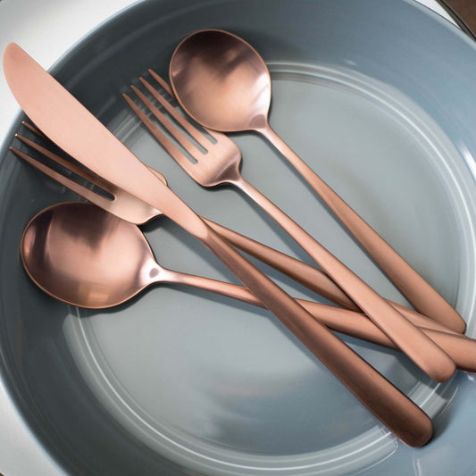 Lorenn Copper Satin 20-Piece Flatware Set