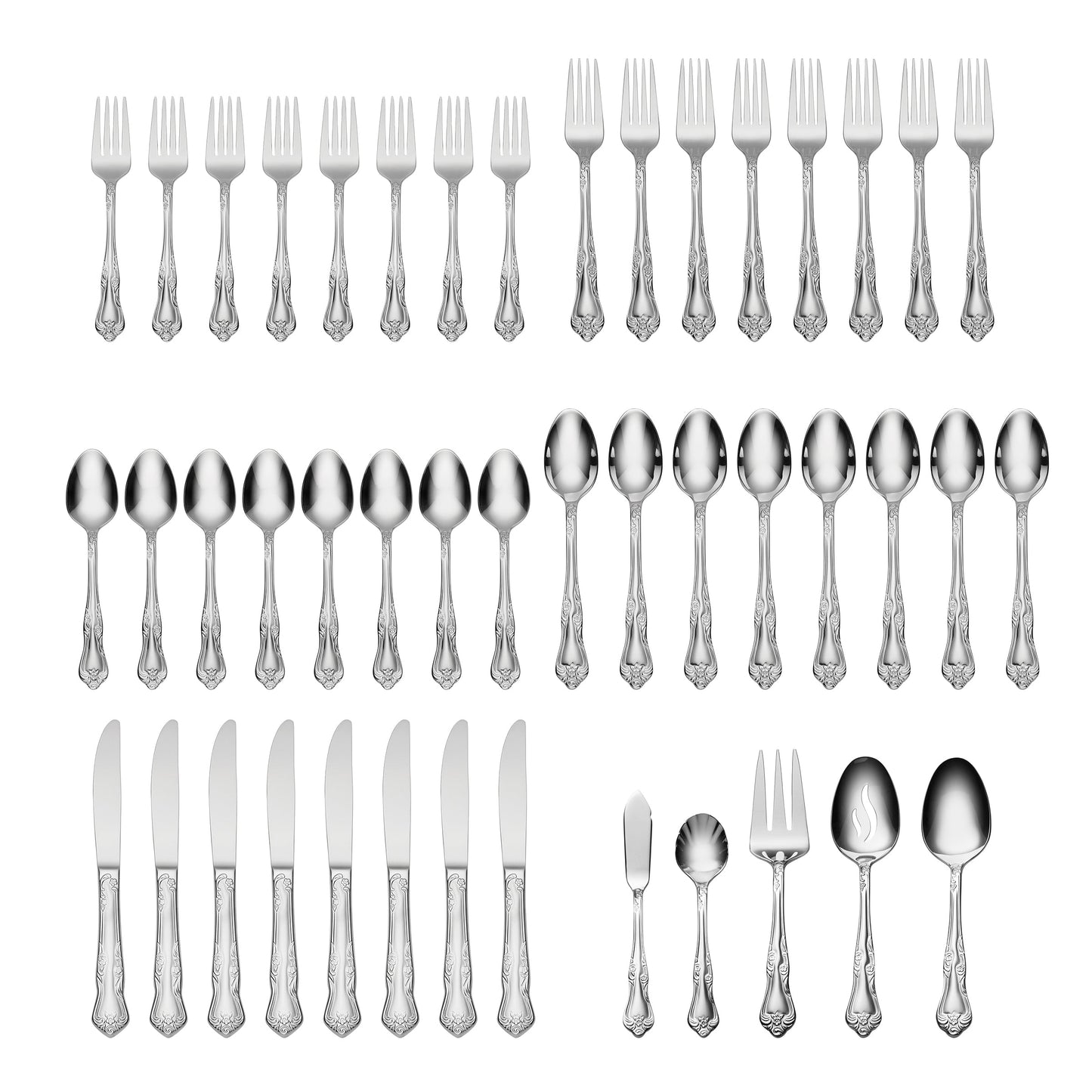 Oneida Azalea 45 Piece Everyday Flatware Set