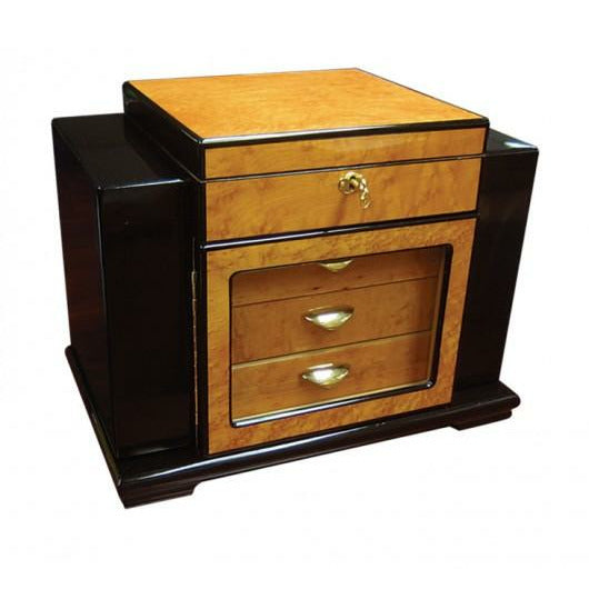 Baccus Desktop Cigar Humidor | Multi-Storage Compartments | Holds 200 Cigars