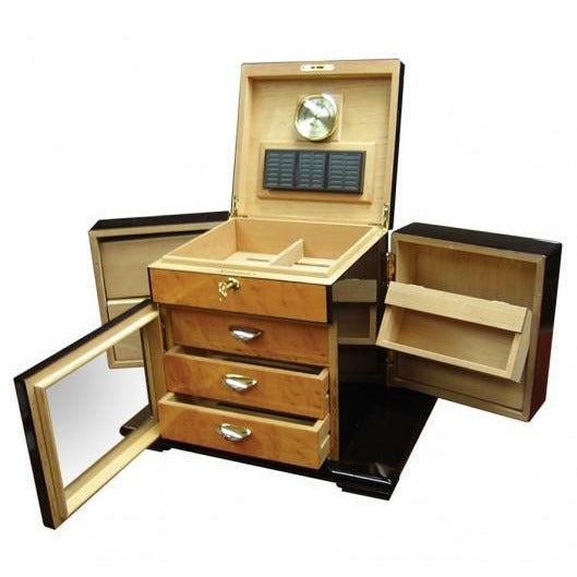 Baccus Desktop Cigar Humidor | Multi-Storage Compartments | Holds 200 Cigars