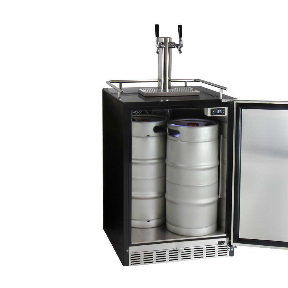 Kegco 24" Wide Dual Tap Stainless Steel Built-In Kegerator with Kit