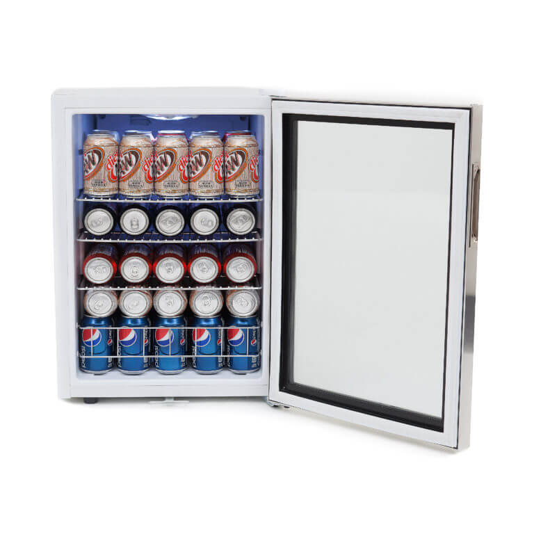 Whynter Freestanding Mini Beverage Refrigerator w/ Lock | Stainless Steel | 90 Can Capacity