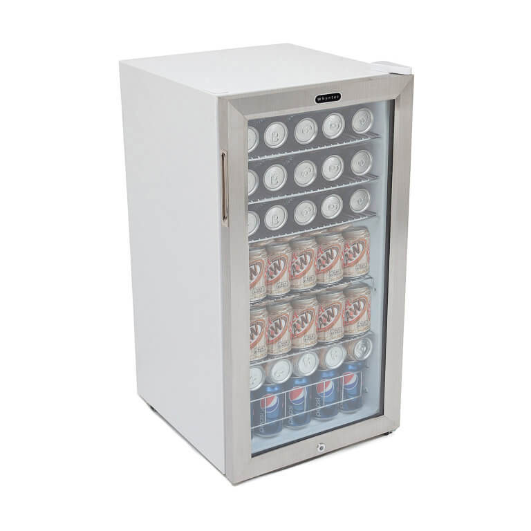 Whynter Freestanding Beverage Refrigerator w/ Stainless Steel Trim, White Exterior- 120 Can Capacity