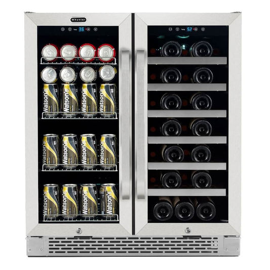 Whynter 30" Wide, Dual Zone Wine and Beverage Center | French Doors | Holds 33 Bottles & 88 Cans