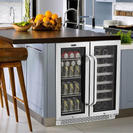 Whynter 30" Wide, Dual Zone Wine and Beverage Center | French Doors | Holds 33 Bottles & 88 Cans