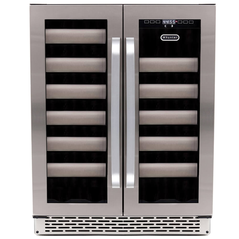 Whynter Elite 24" Wide, 40 Bottle Dual Zone Built-in Wine Cooler | Seamless Stainless Steel Door