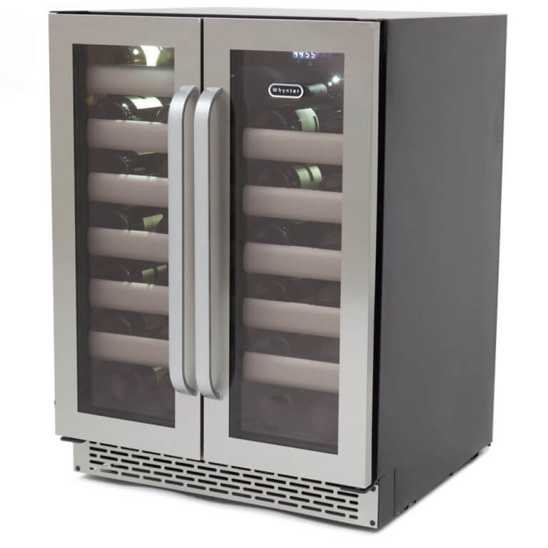 Whynter Elite 24" Wide, 40 Bottle Dual Zone Built-in Wine Cooler | Seamless Stainless Steel Door