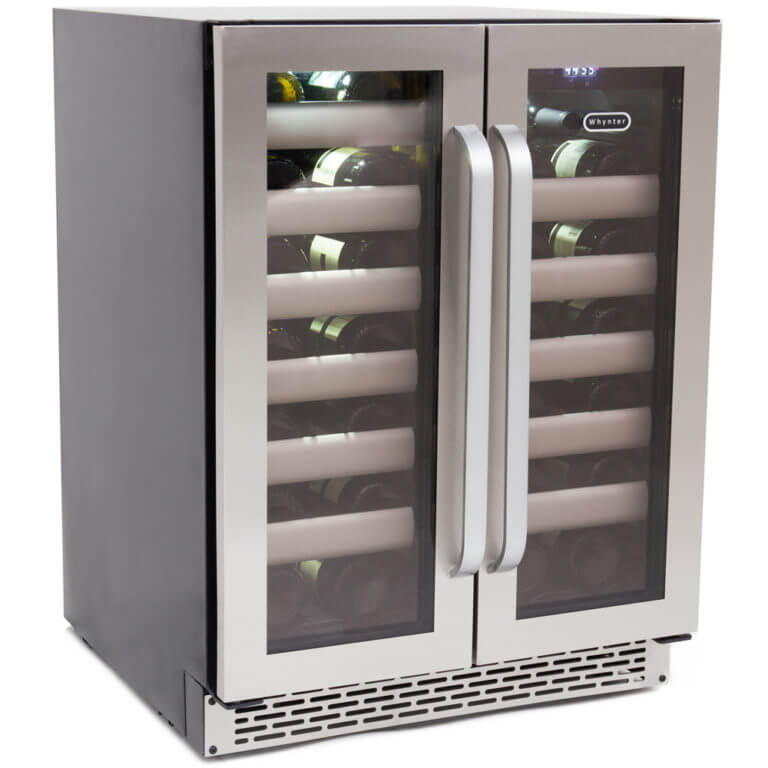 Whynter Elite 24" Wide, 40 Bottle Dual Zone Built-in Wine Cooler | Seamless Stainless Steel Door