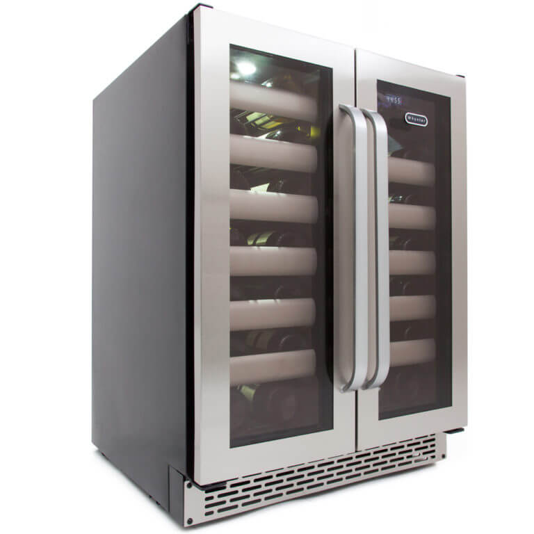 Whynter Elite 24" Wide, 40 Bottle Dual Zone Built-in Wine Cooler | Seamless Stainless Steel Door