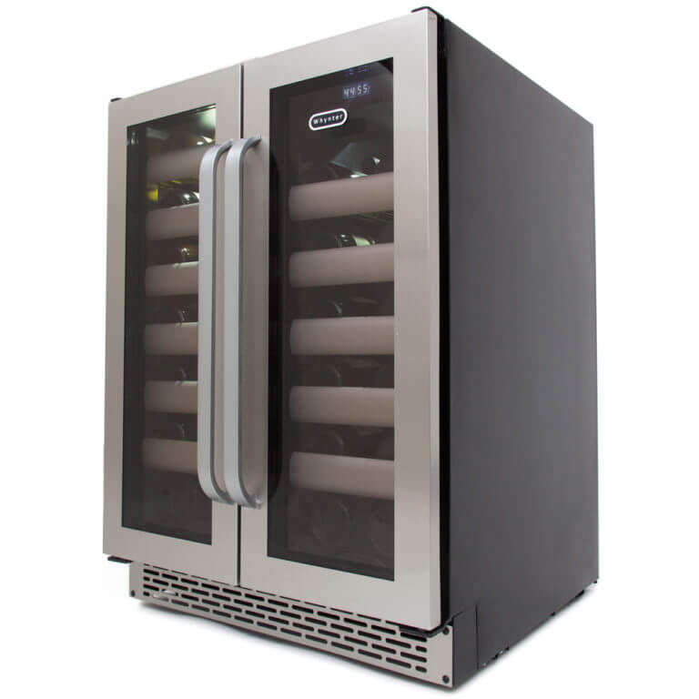 Whynter Elite 24" Wide, 40 Bottle Dual Zone Built-in Wine Cooler | Seamless Stainless Steel Door