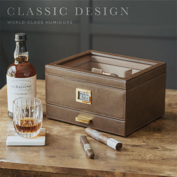 Belmont Glass Top Cigar Humidor | Holds 90 Cigars