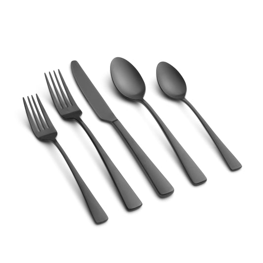 Cerys Black Satin 20-Piece Flatware Set