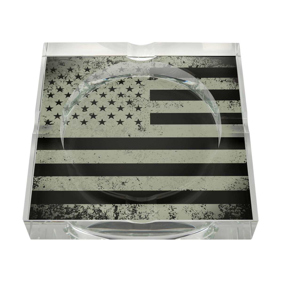 Crystal Ashtray First Responders Military Square