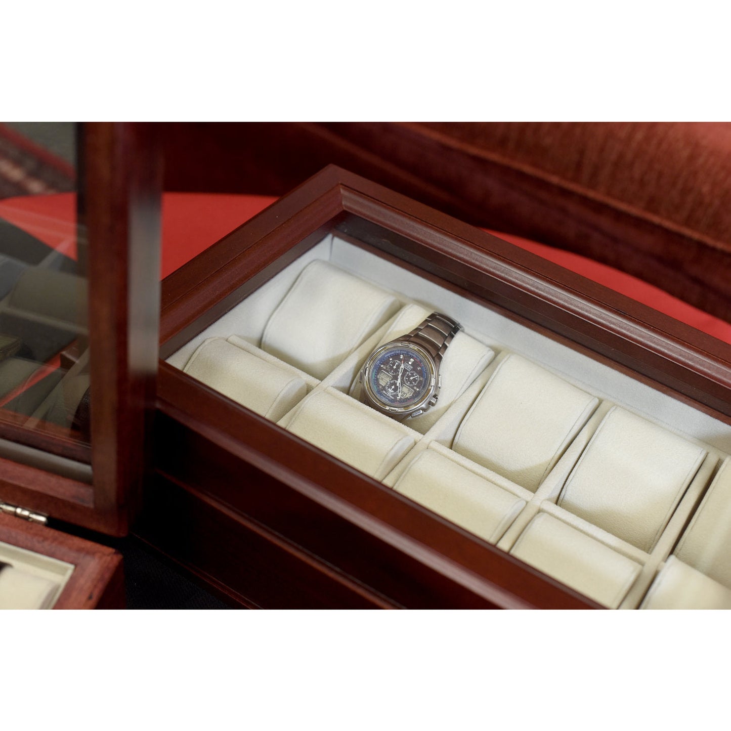 Commander Watch Box Storage | Holds 10 Watches | Glass Top