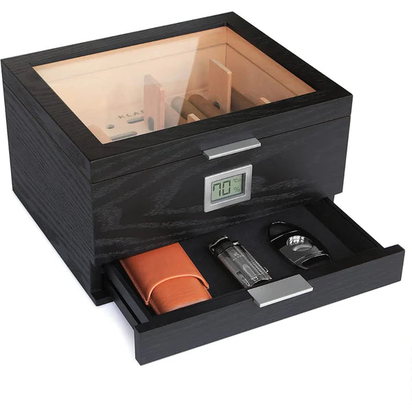 Mill Glass Top Cigar Humidor | Holds 60 Cigars