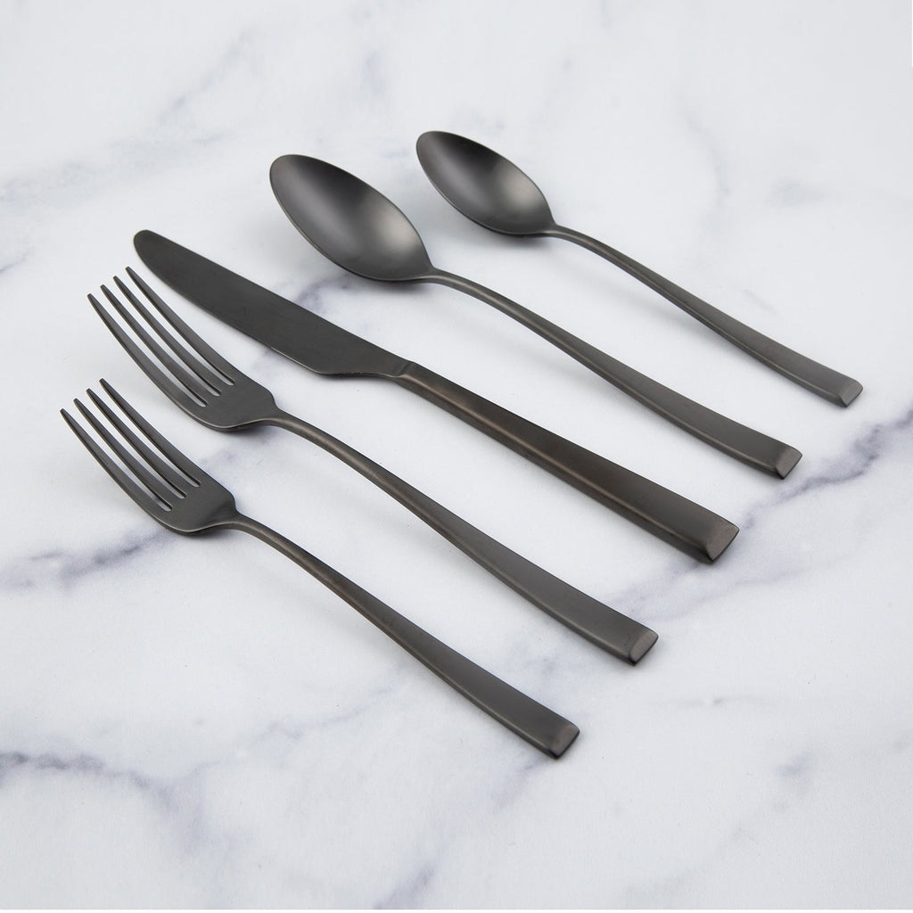 Marlise Black Satin 20-Piece Flatware Set