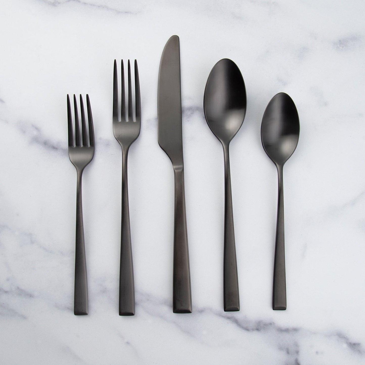 Marlise Black Satin 20-Piece Flatware Set