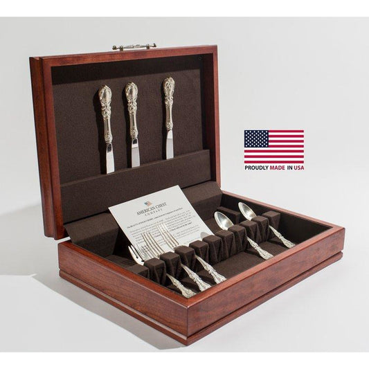 Traditions Flatware Storage | Holds 150 Pieces | Rich Mahogany Finish