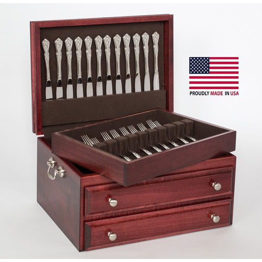Presidential Super Flatware Chest | Lift-Out Tray and Drawer | Holds 360 Pieces