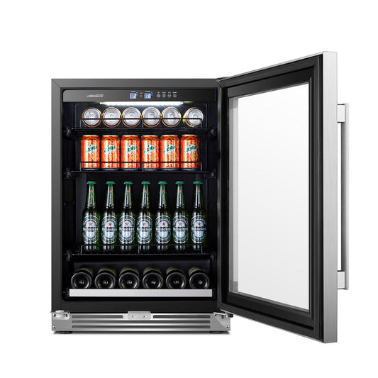 LanboPro 24" Wide, Single Zone Beverage Center w/ Wine Storage | Holds 118 Cans, 6 Bottles