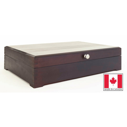 Canadian Woods Flatware Storage, Dark Mahogany Finish, Hand Crafted Wooden Chest by American Chest