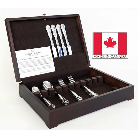 Canadian Woods Flatware Storage, Dark Mahogany Finish, Hand Crafted Wooden Chest by American Chest