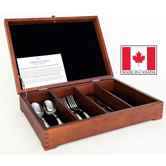 Canadian Divided Flatware Storage, Hand Crafted Wooden Chest by American Chest