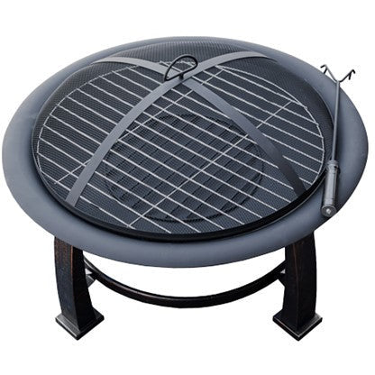 AZ Patio Heaters 30" Round Wood Burning Firepit with Cooking Grate-Poker/Cover included