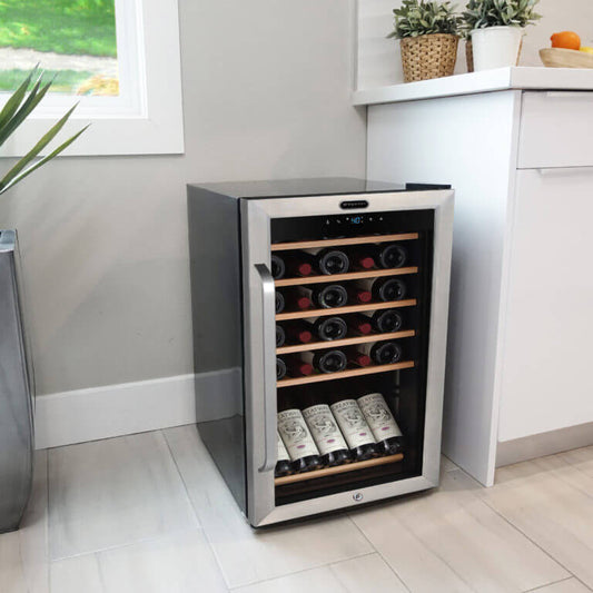 Whynter 19" Wide, 34 Bottle Stainless Steel Wine Refrigerator | Freestanding