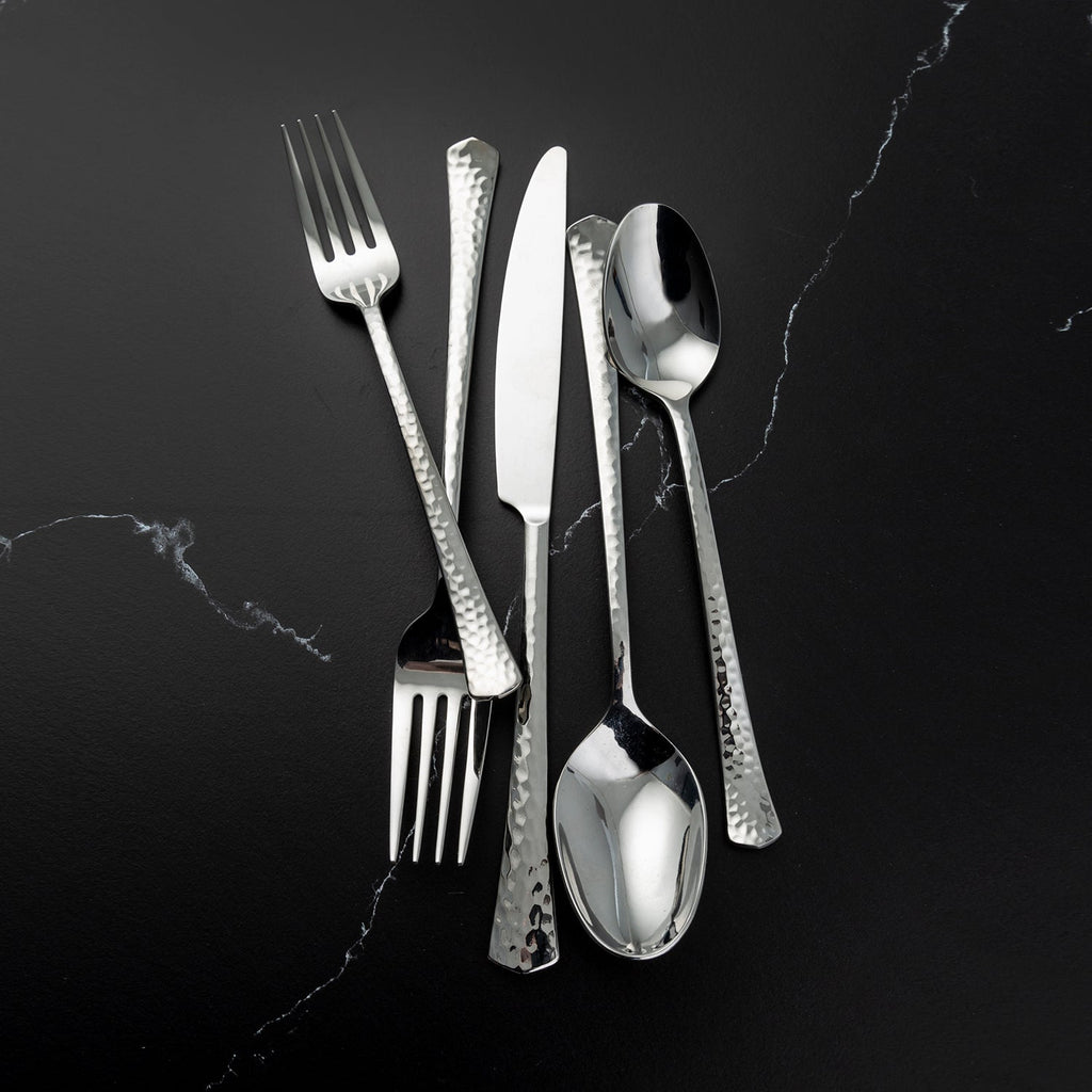 Raegan Hammered Mirror 20-Piece Flatware Set