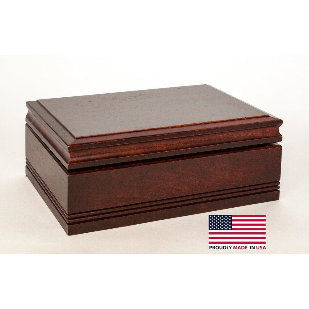 Amish Hand Crafted Wooden Cigar Humidor | Holds 75 Cigars | Rich Mahogany Finish