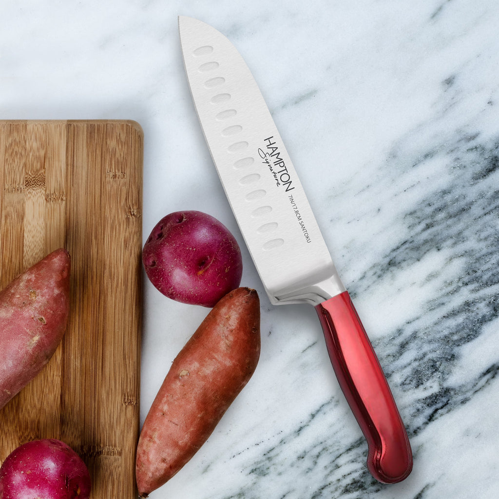 Rorik Red 7" Santoku Knife/Clear Blade Guard