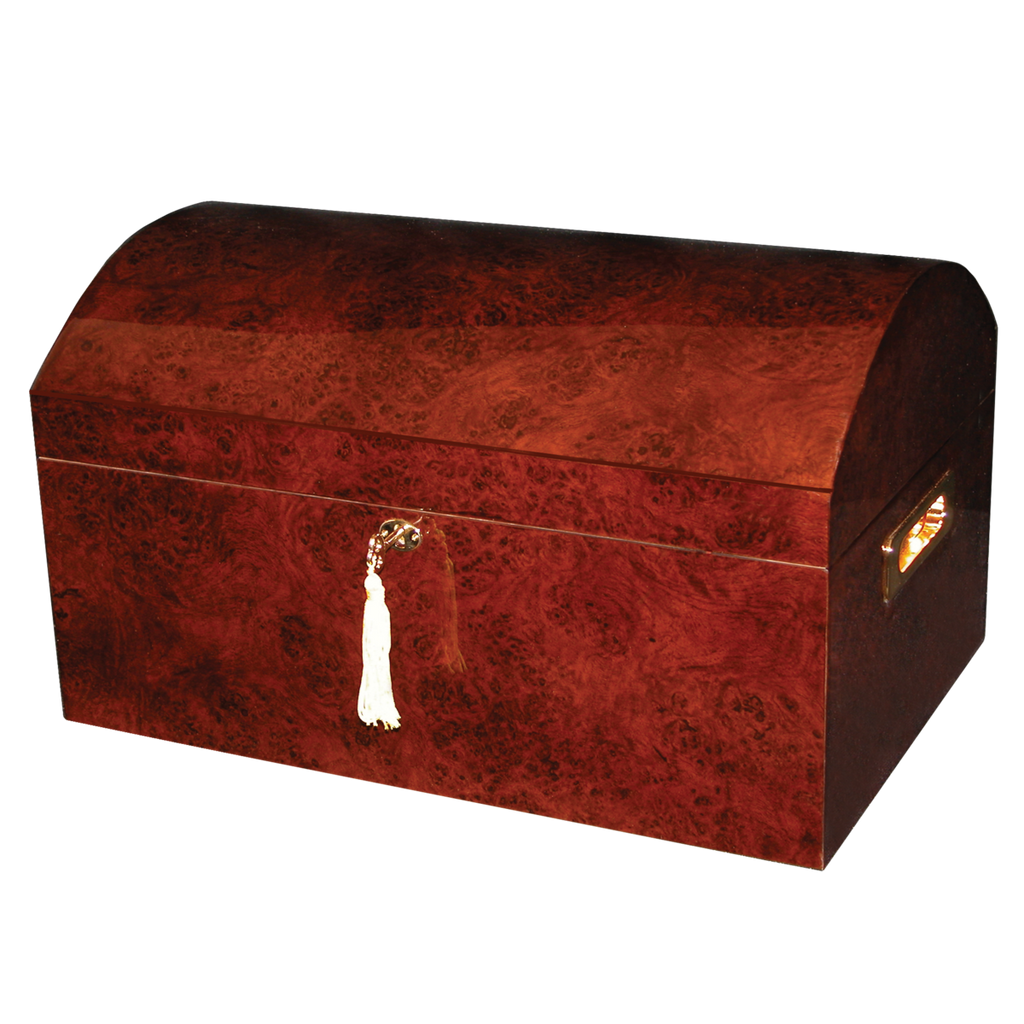 Treasure Chest Desktop Cigar Humidor with Dome Top | Holds 200 Cigars