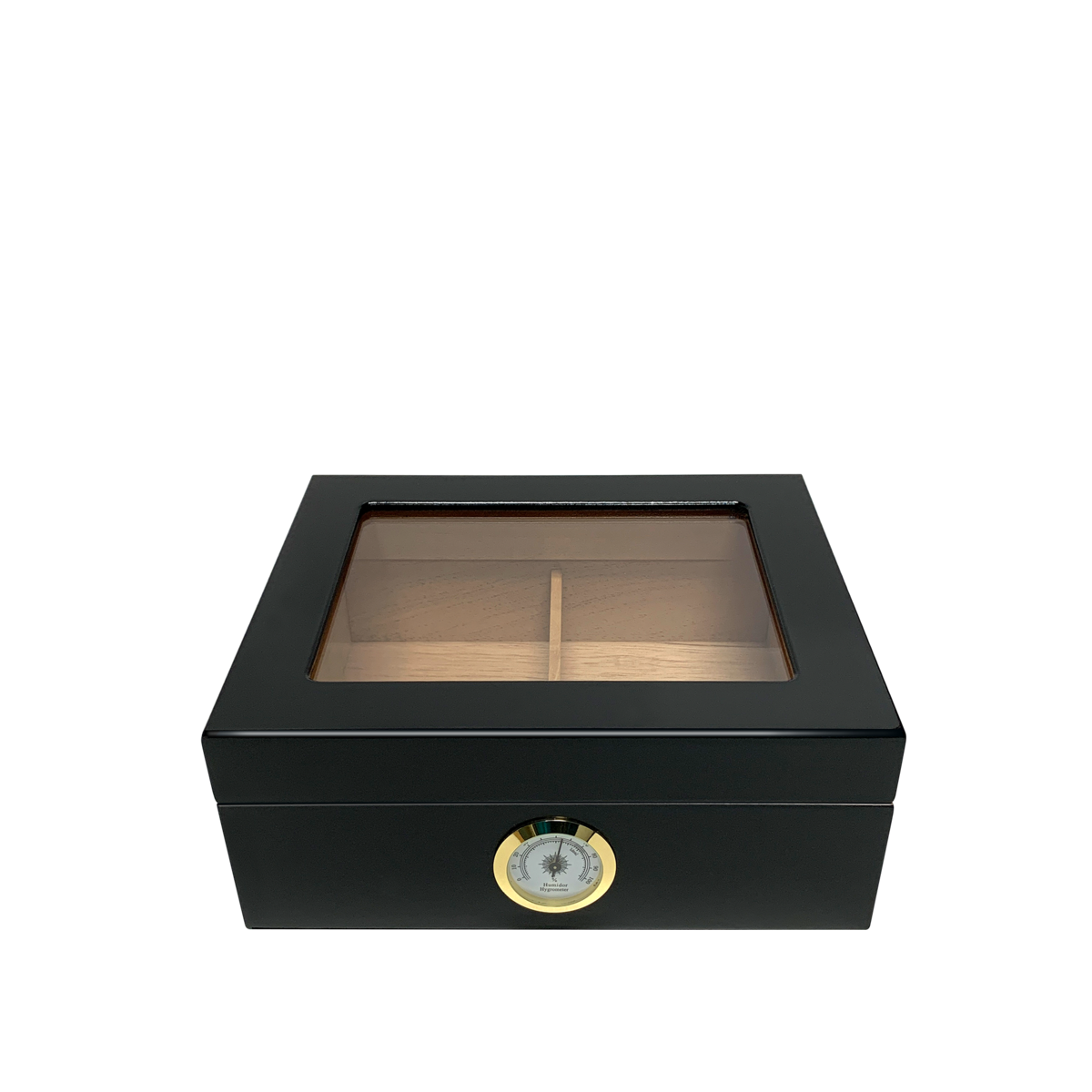 Capri Glasstop Desktop Cigar Humidor | External Hygrometer | Holds 50 Cigars