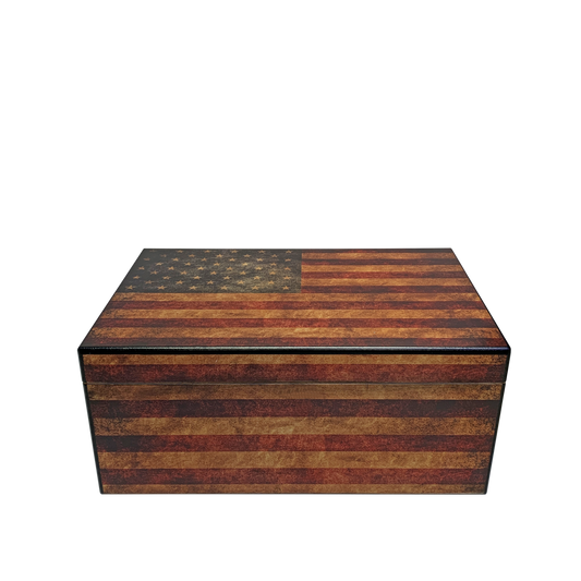 Old Glory (Sm) Desktop Cigar Humidor | Holds 50 Cigars