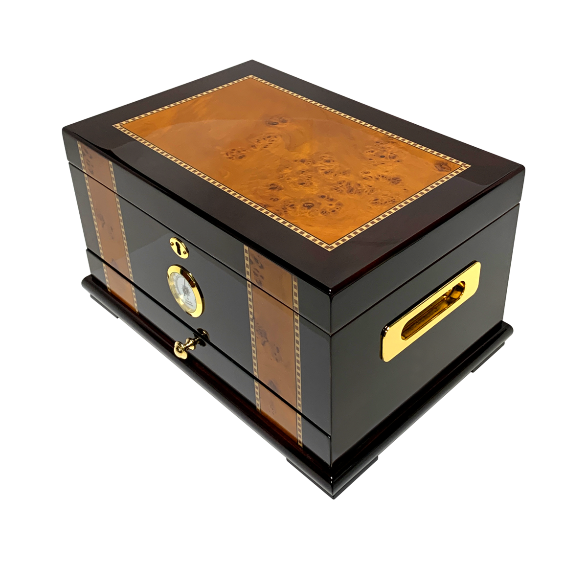 Solana Desktop Cigar Humidor w/ Rose Wood Finish | Holds 100 Cigars