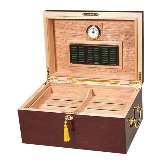 Alhambra Cigar Humidor w/ High Gloss Maple Wood Finish | Holds 100 Cigars