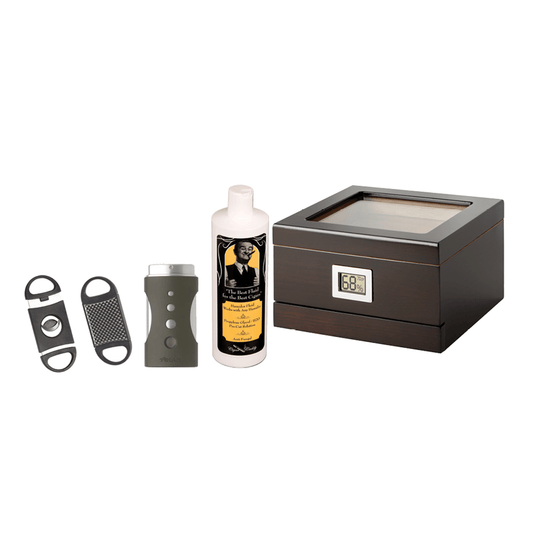 #8 Manhattan Humidor Kit | Humidor + Plunge Lighter+ Double Blade Cutter + Cigar Caddy PG Solution