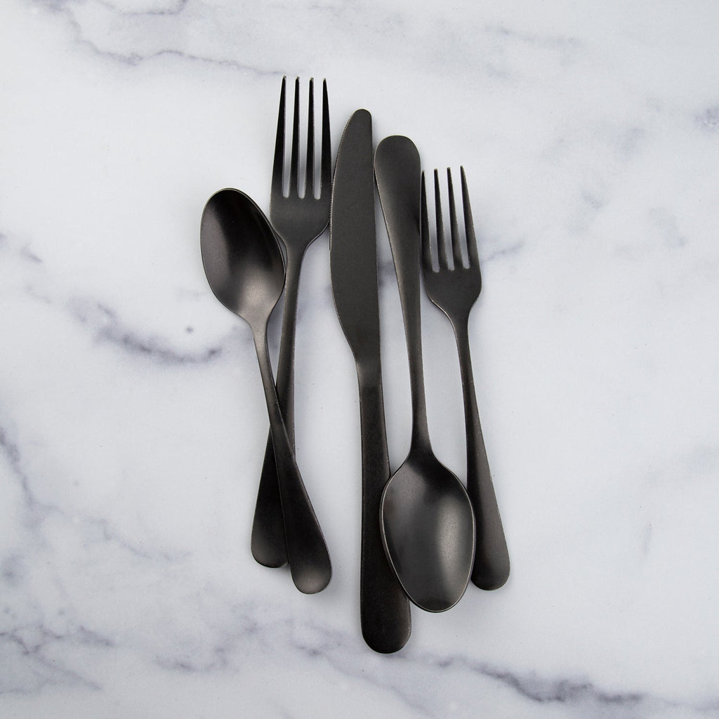 Rhiannon Black Rumble 20-Piece Flatware Set