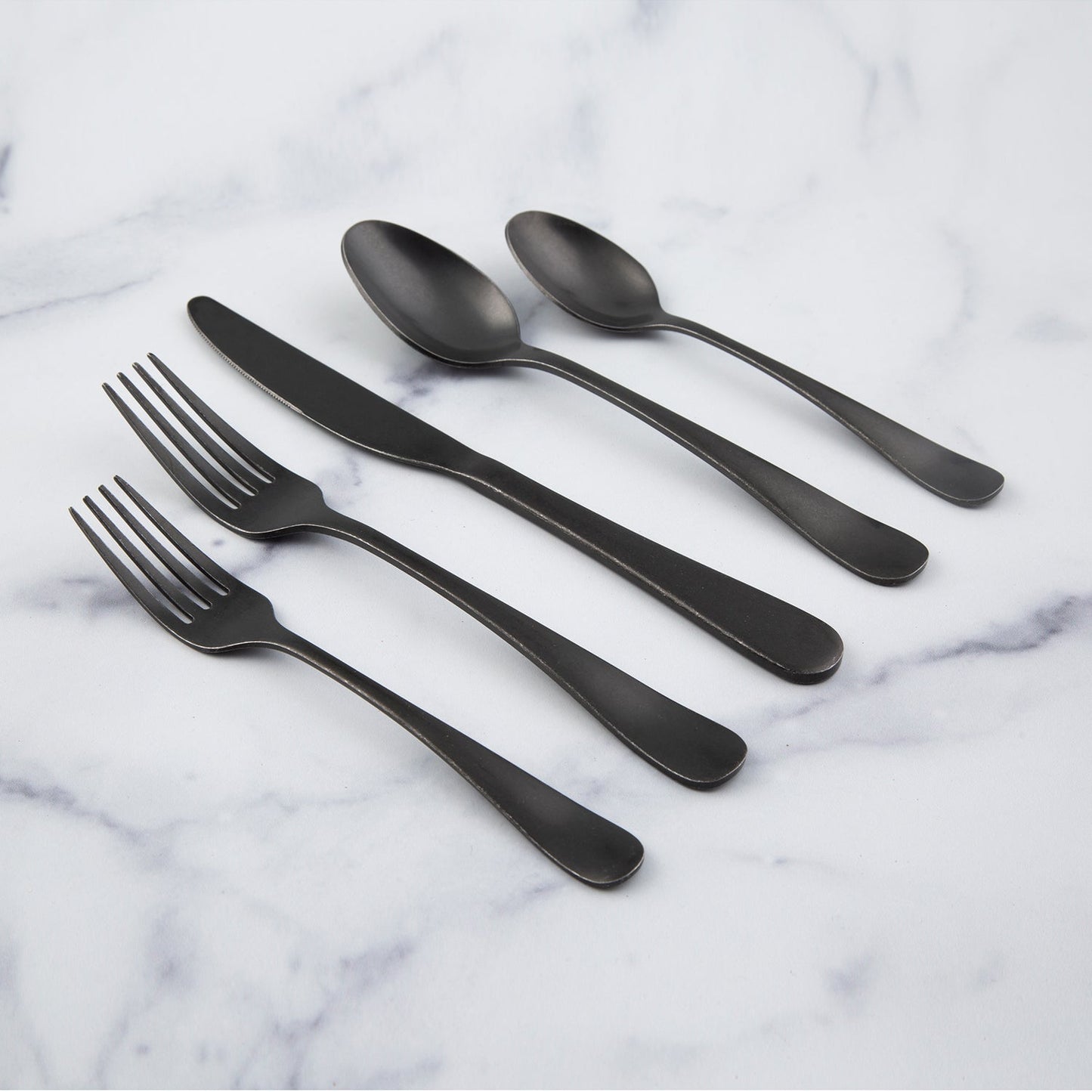 Rhiannon Black Rumble 20-Piece Flatware Set