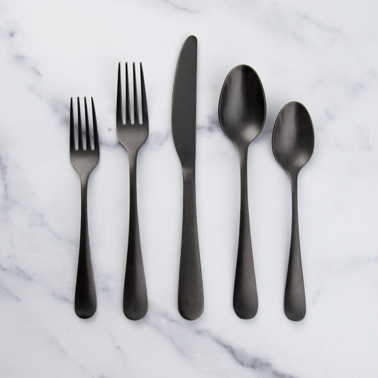 Rhiannon Black Rumble 20-Piece Flatware Set